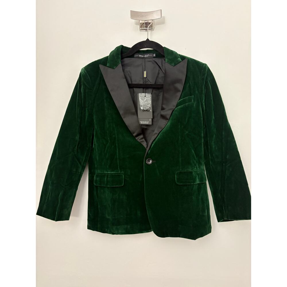 MAGE MALE Green Velvet Tuxedo Blazer Jacket NWT